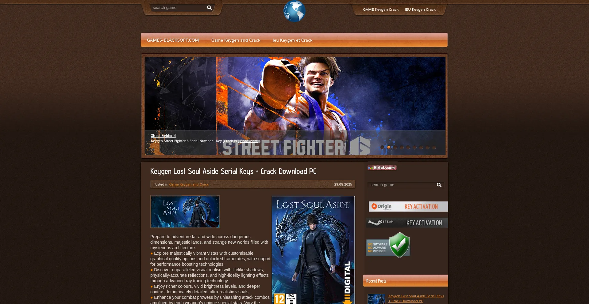 Website screenshot of Games-blacksoft.com