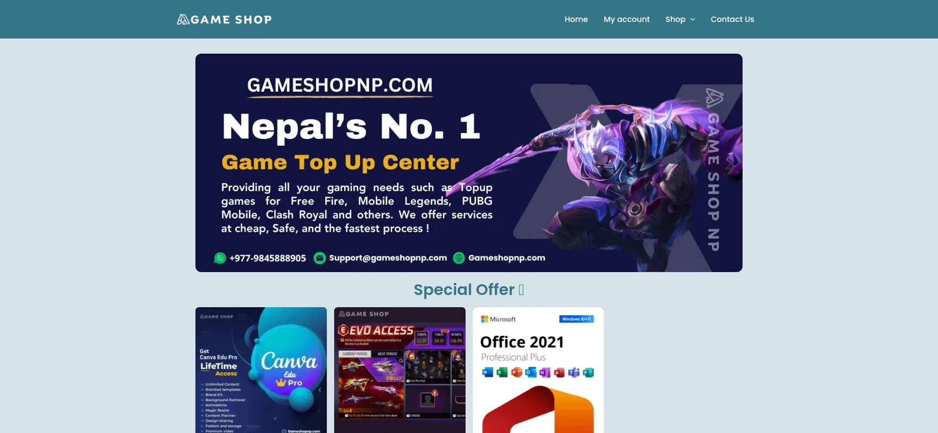 Website screenshot of Gameshopnp.com