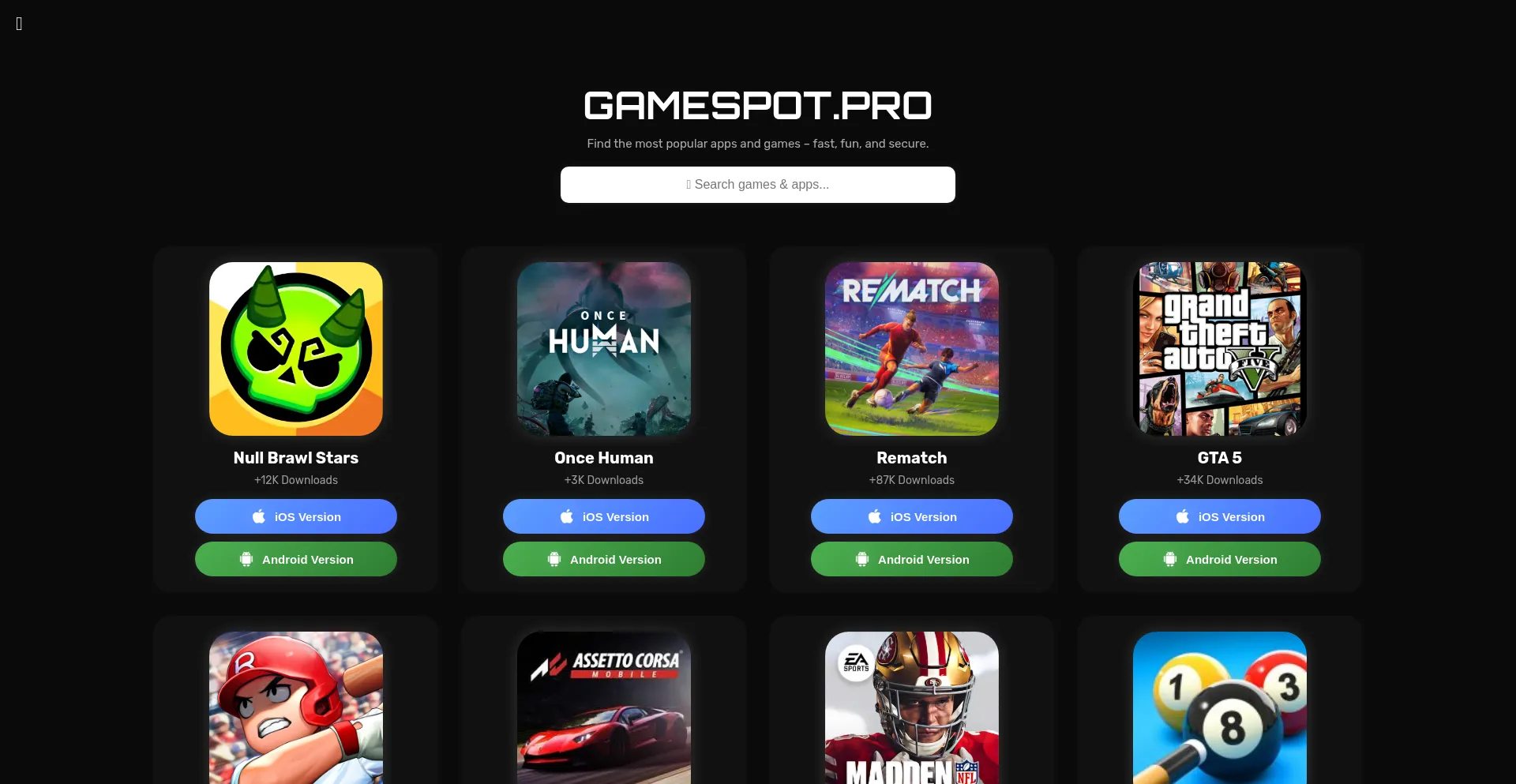 Website screenshot of Gamespot.pro