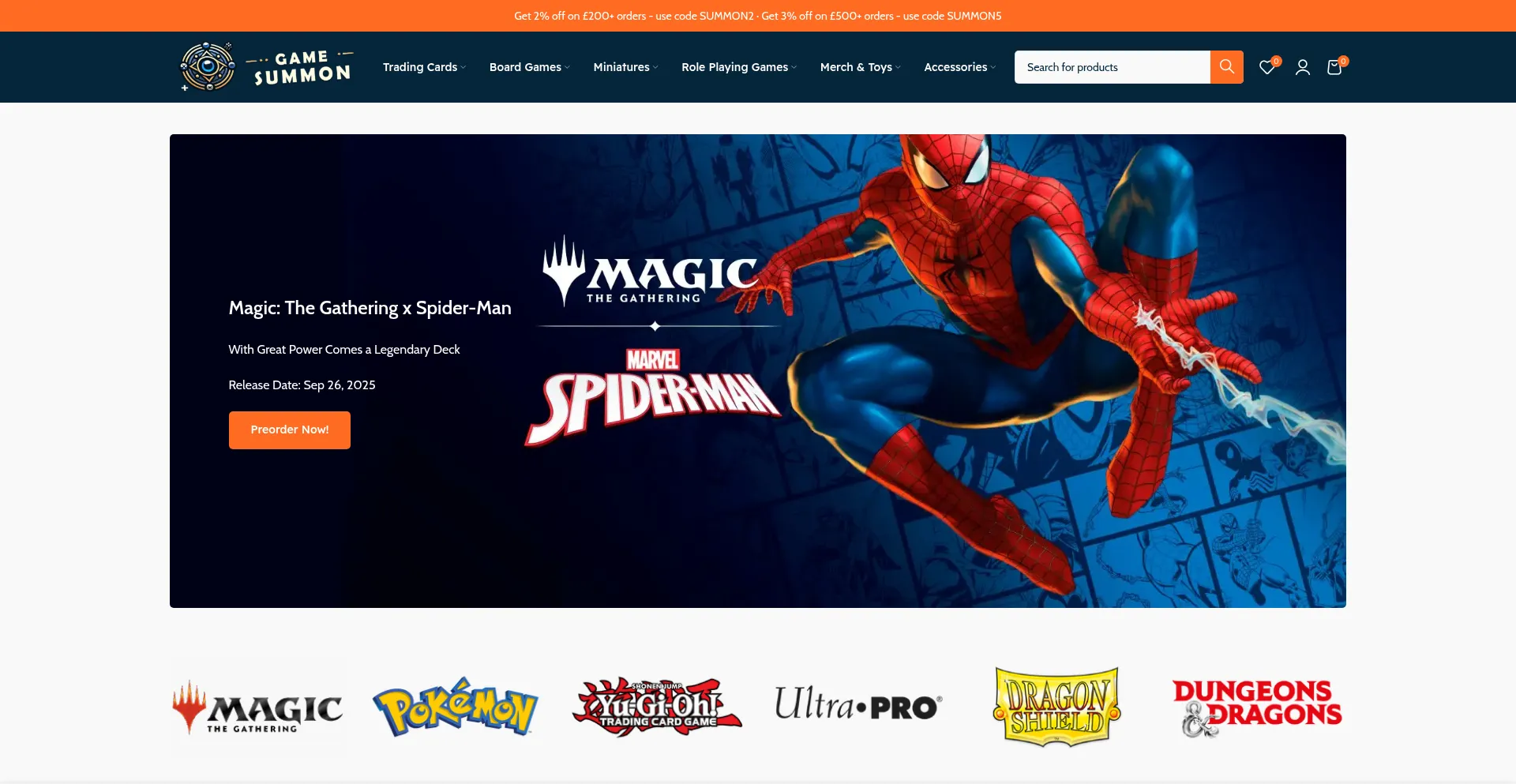 Website screenshot of Gamesummon.co.uk