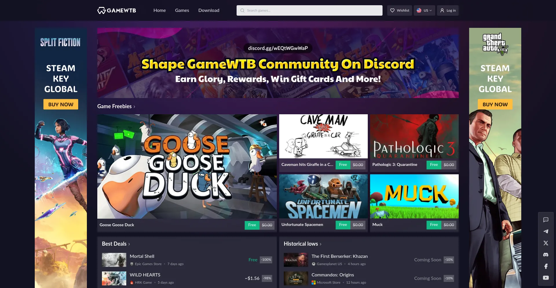 Website screenshot of Gamewtb.com