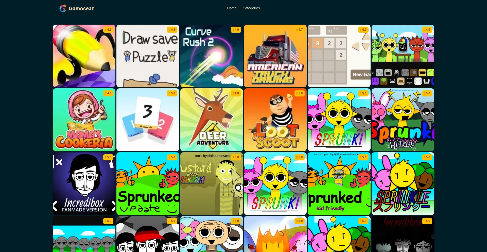 Website screenshot of Gamocean.com