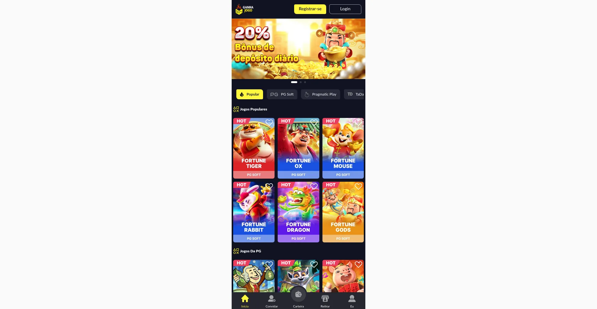 Website screenshot of Ganhajogo.com