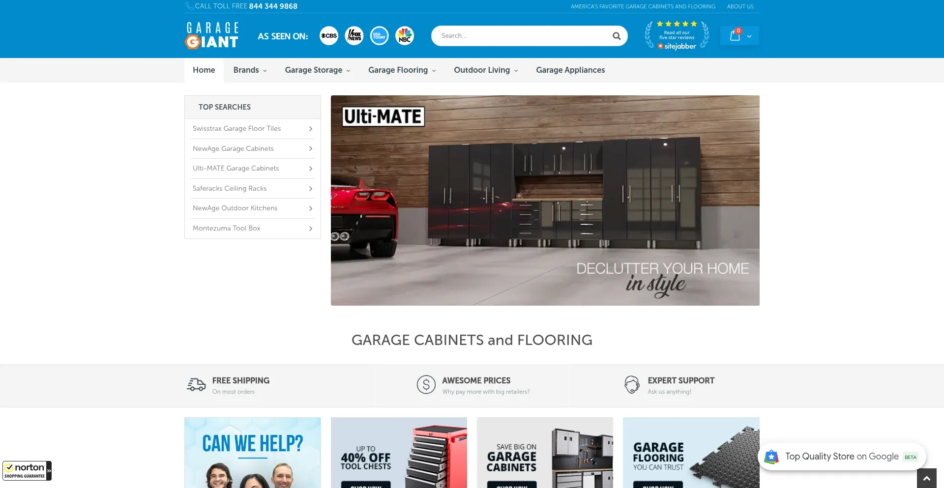 Website screenshot of Garagegiantusa.com