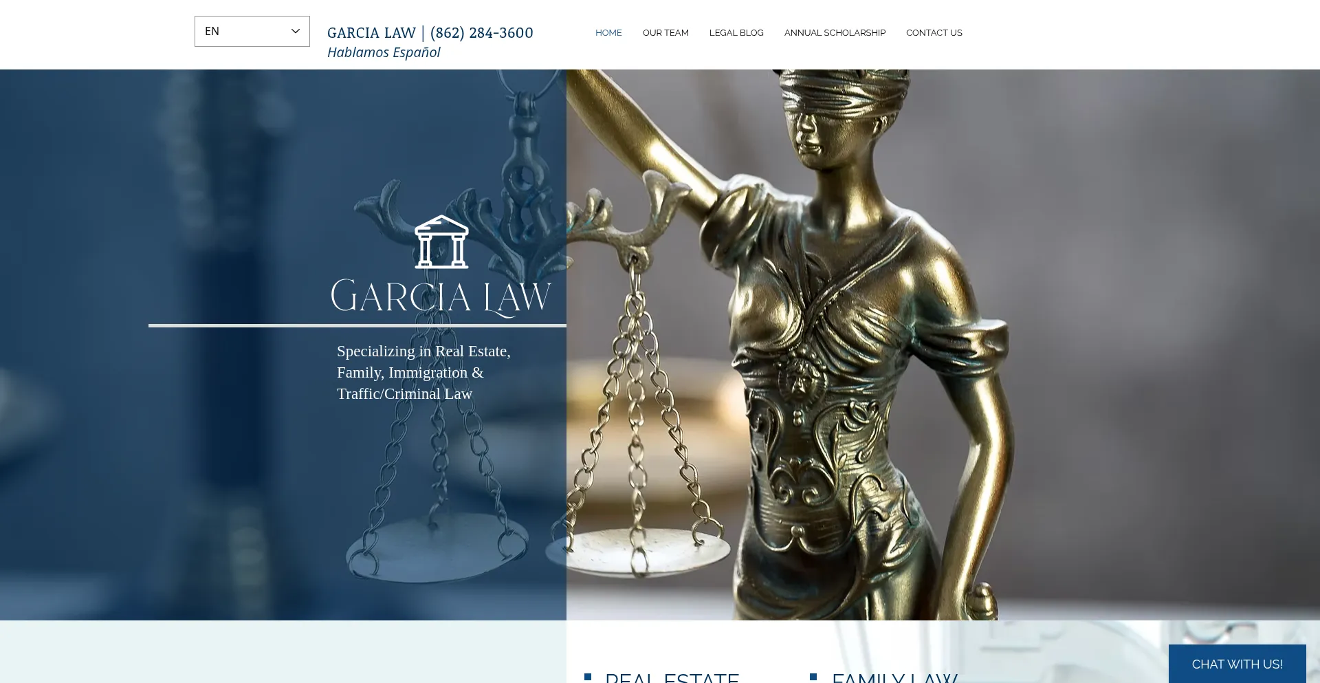Website screenshot of Garcialawnj.com