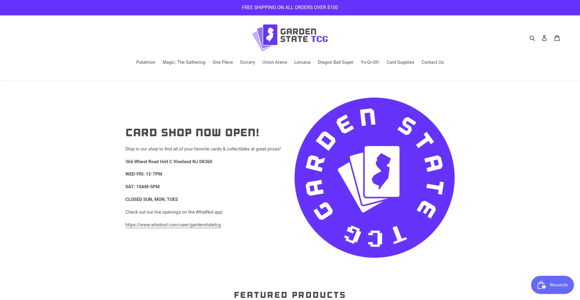 Website screenshot of Gardenstatetcg.net