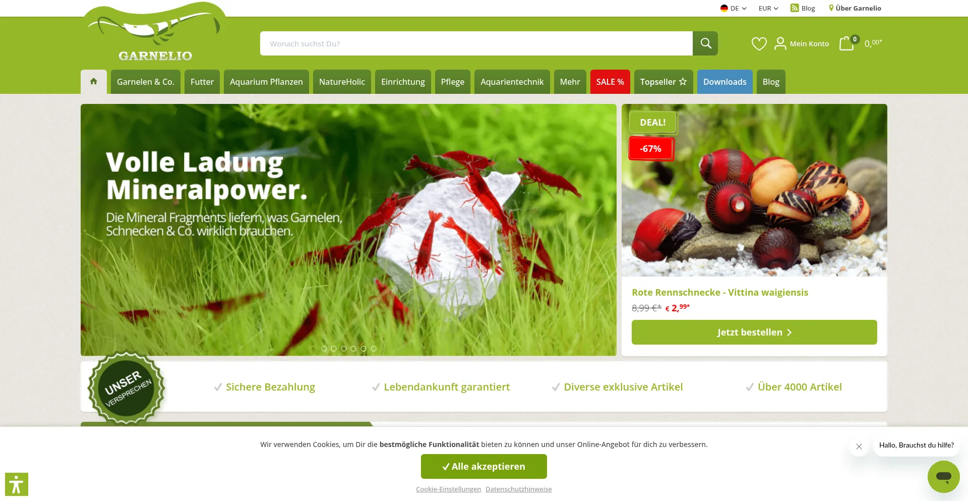 Website screenshot of Garnelio.de