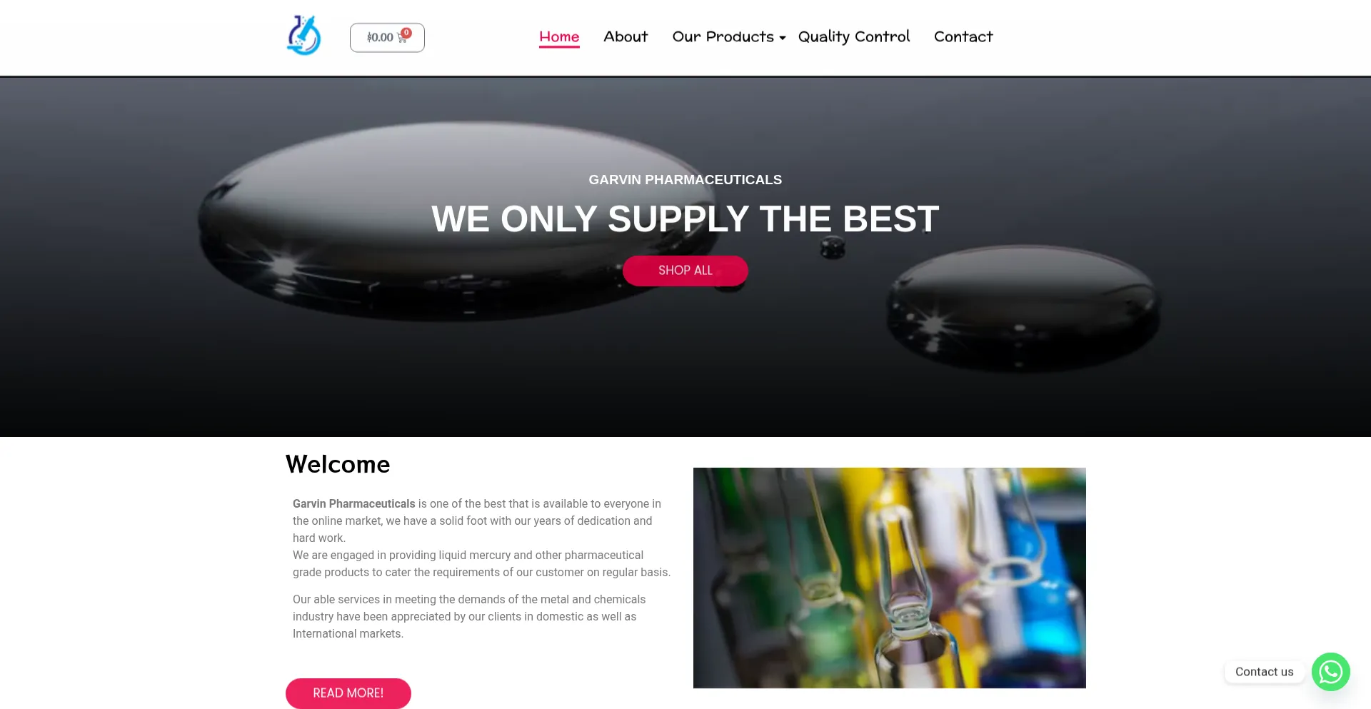 Website screenshot of Garvinpharmaceuticals.com