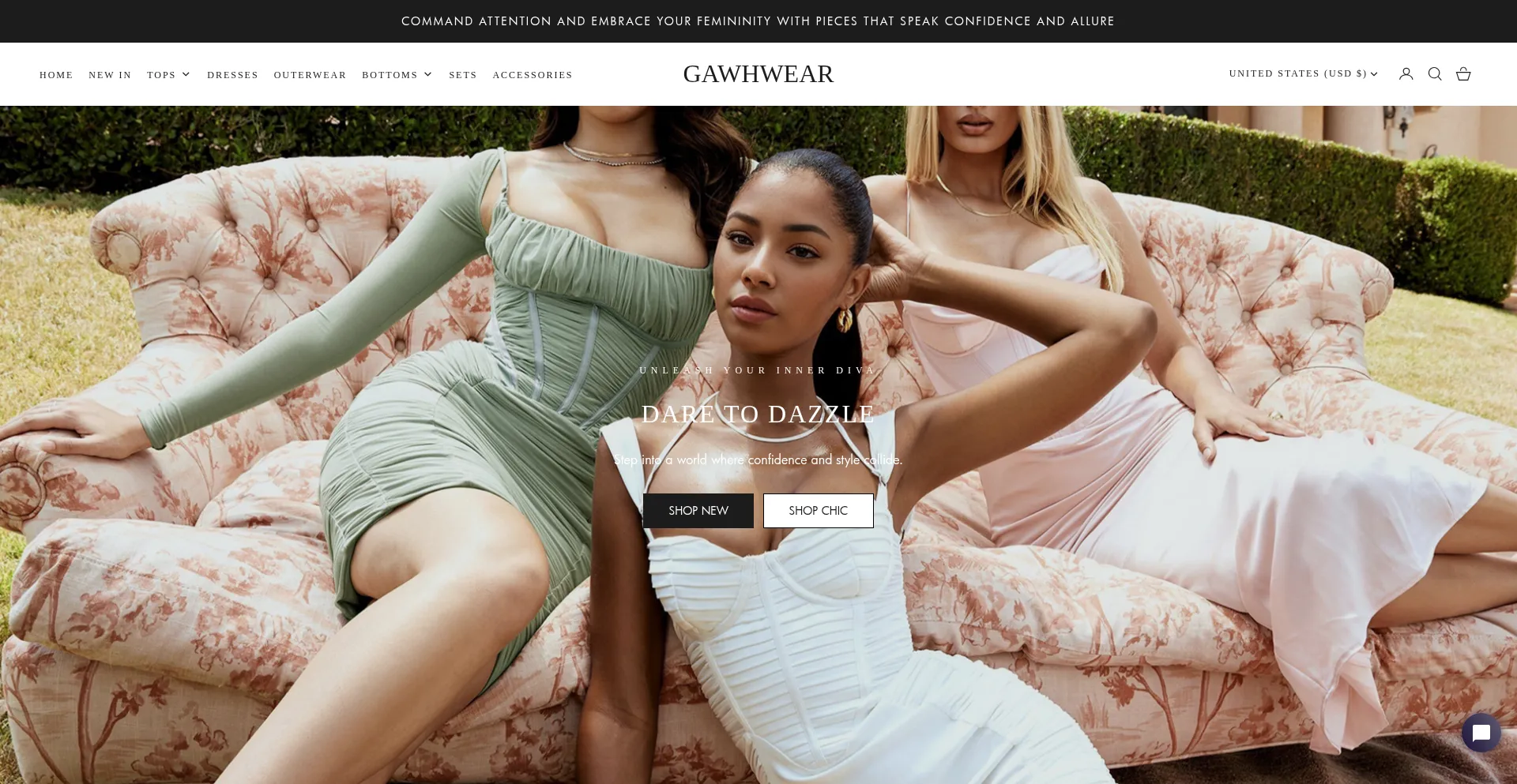 Website screenshot of Gawhwear.com