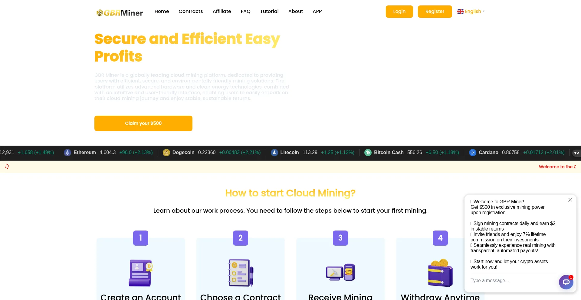 Website screenshot of Gbrminer.cc