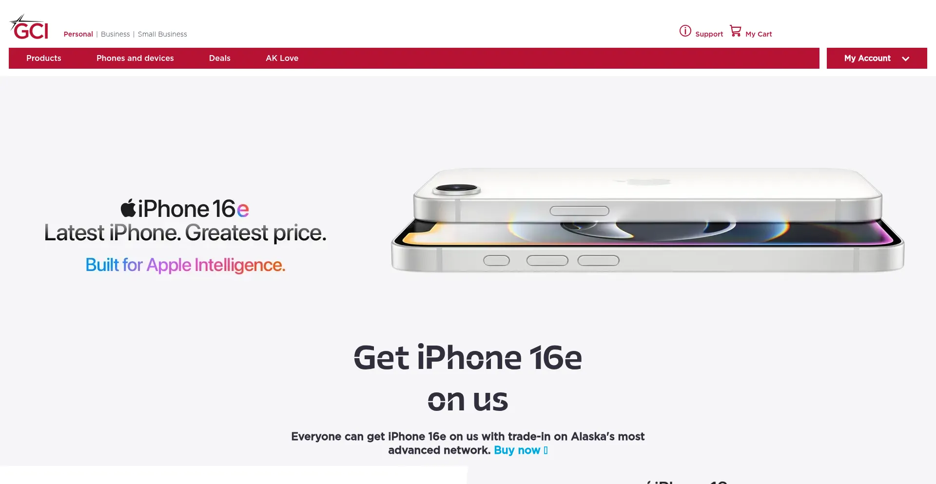 Website screenshot of Gci.com