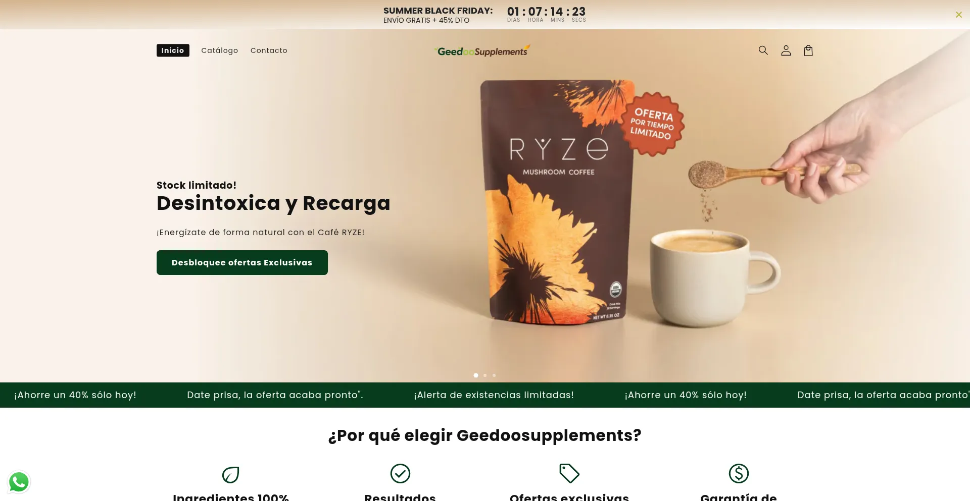 Website screenshot of Geedoosupplements.com