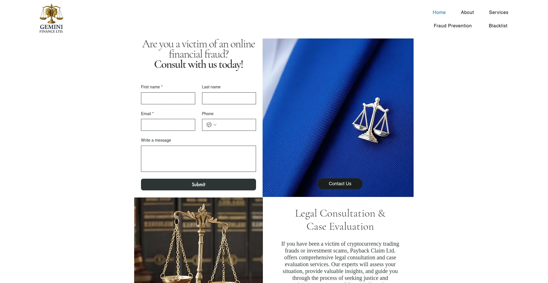 Website screenshot of Geminifinanceltd.com