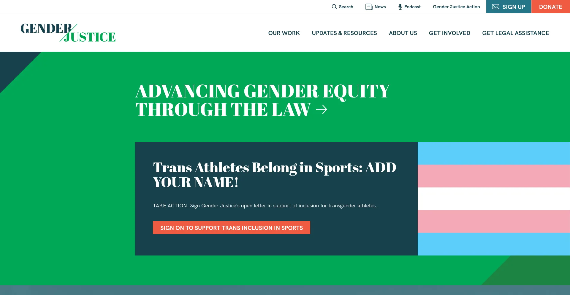 Website screenshot of Genderjustice.us