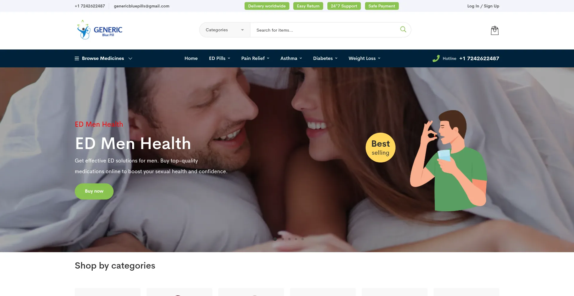 Website screenshot of Genericbluepill.com