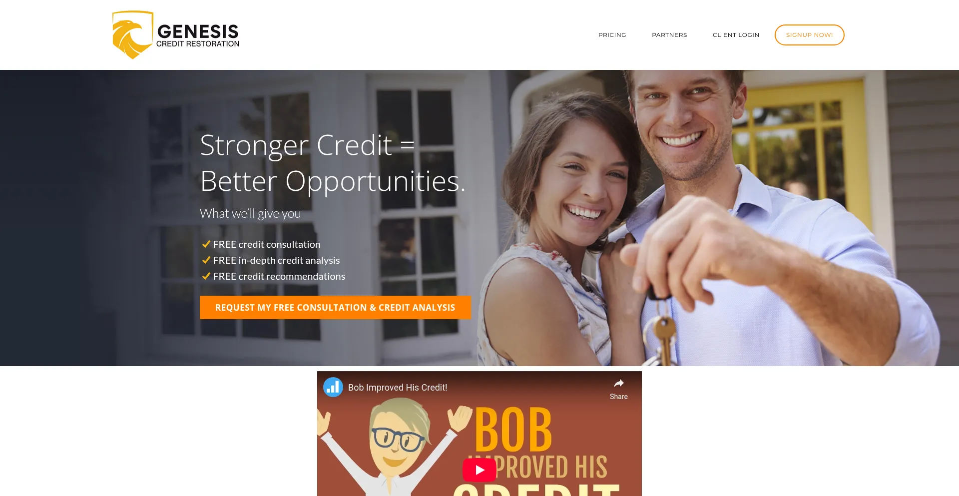 Website screenshot of Genesiscreditrestoration.com