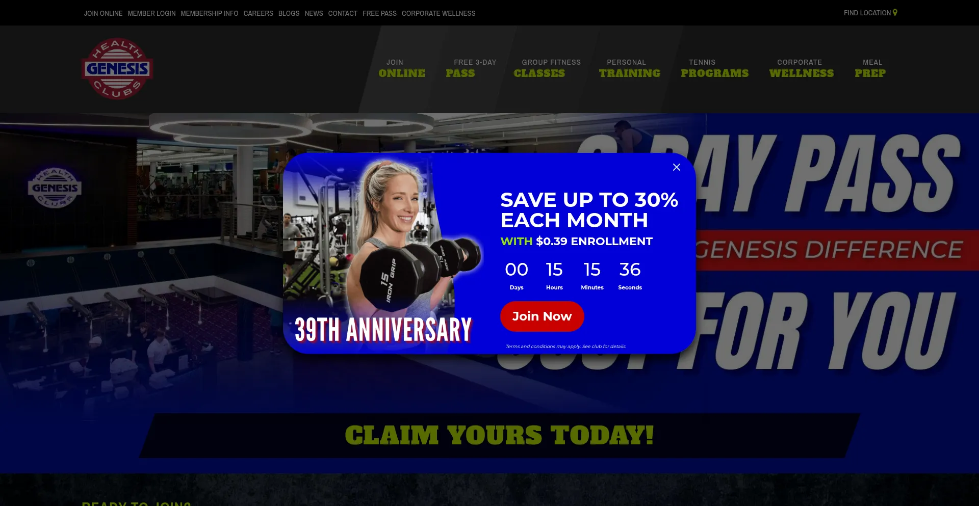 Genesishealthclubs.com Screenshot