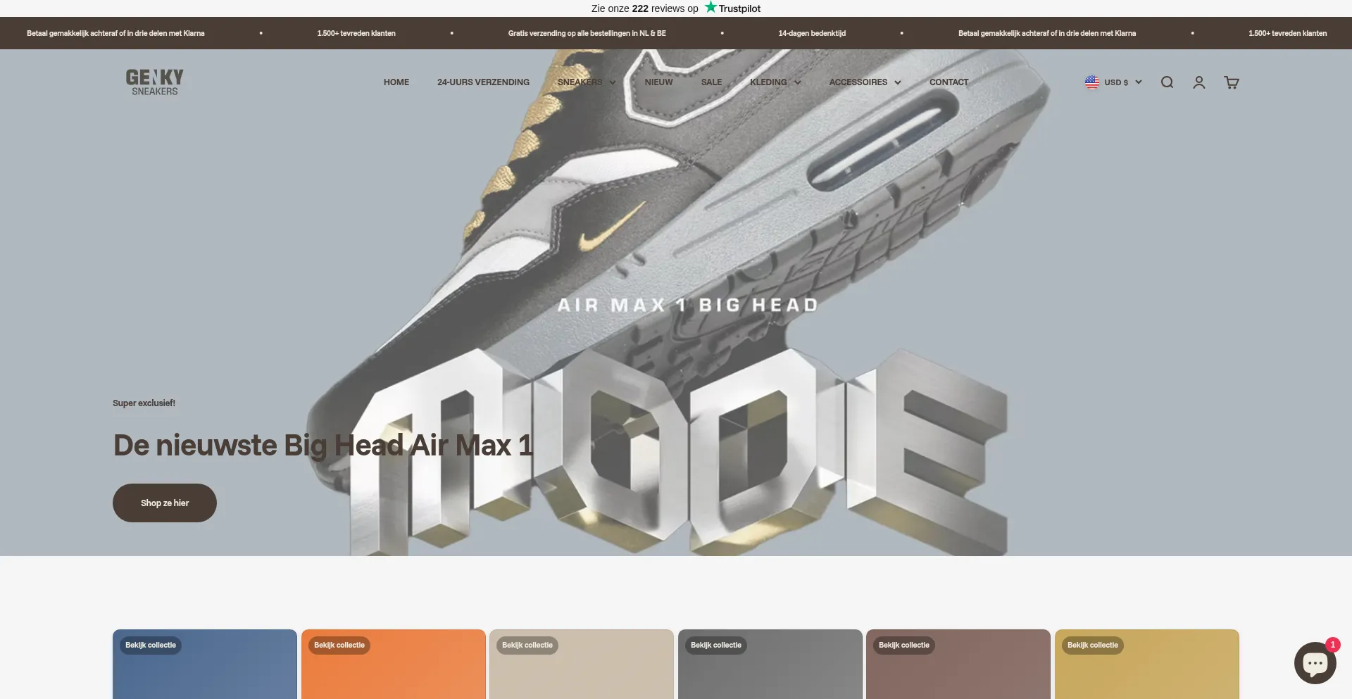 Website screenshot of Genkysneakers.nl