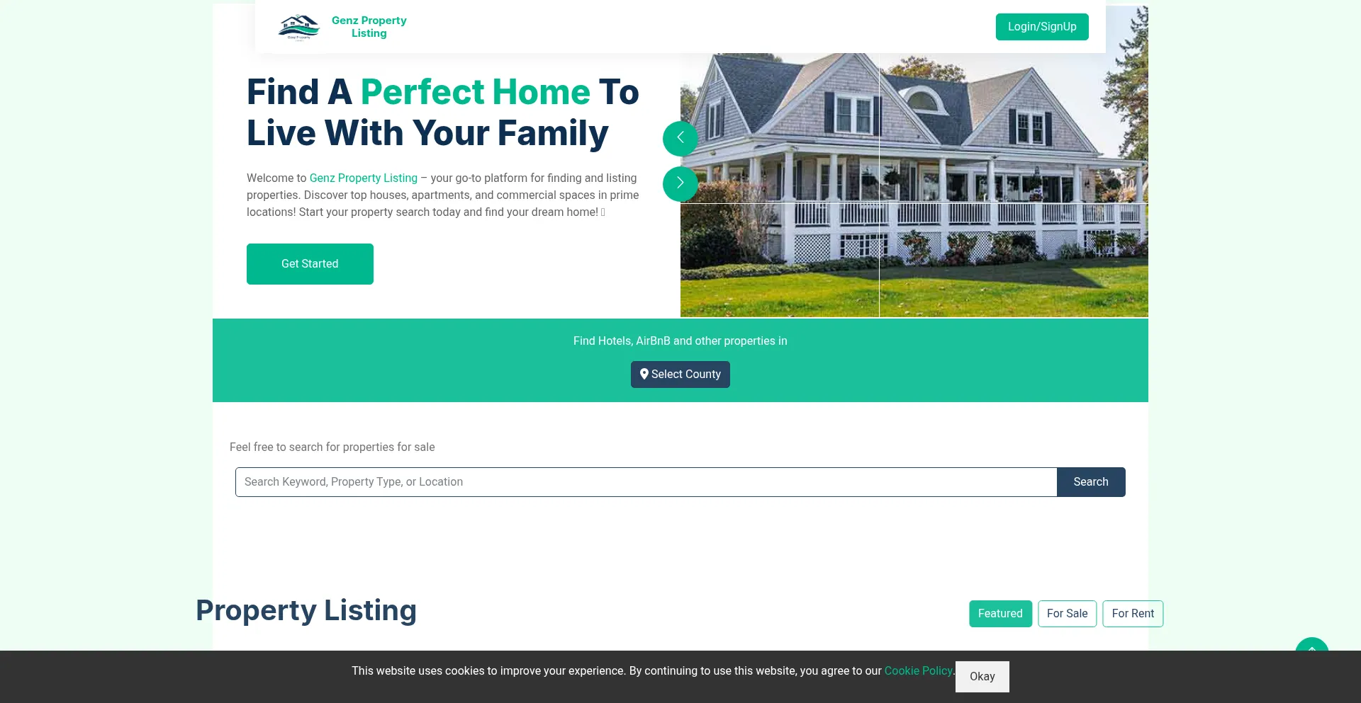 Website screenshot of Genzprolisting.co.ke