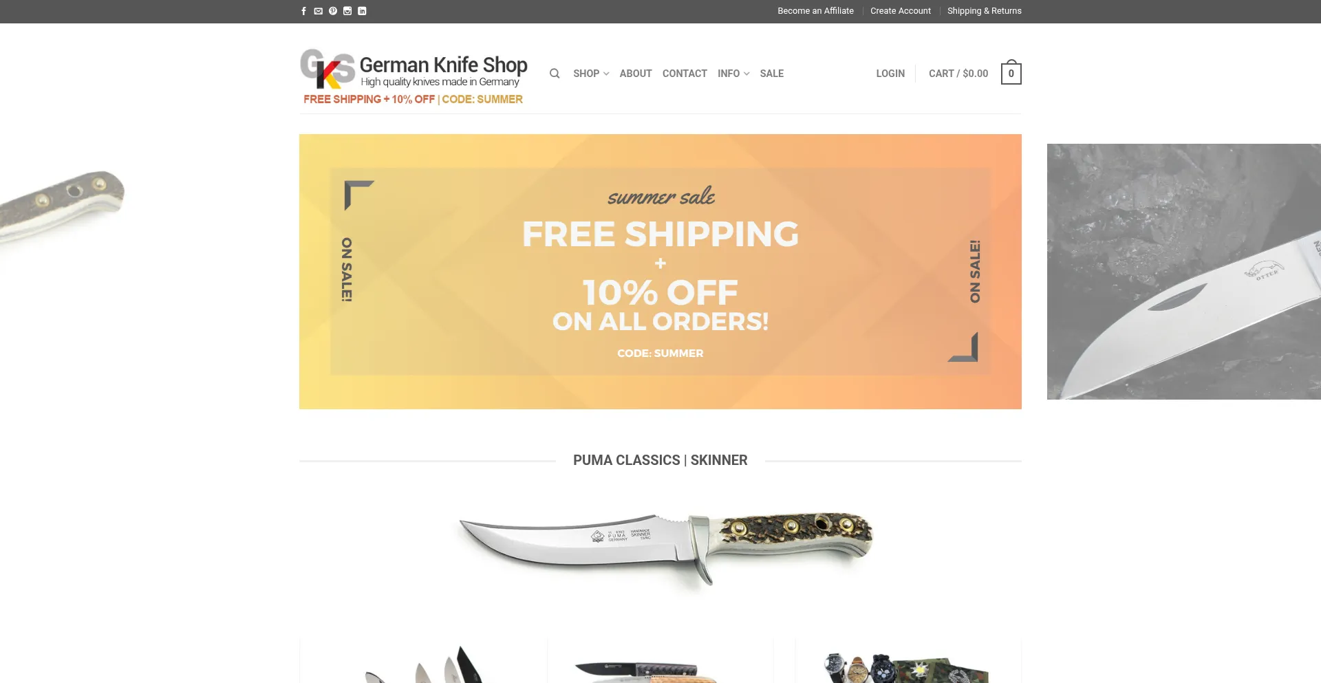 Website screenshot of German-knife-shop.com