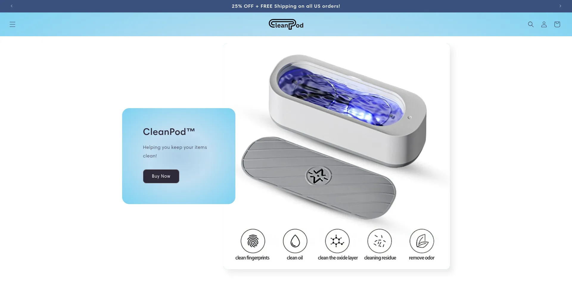 Website screenshot of Getcleanpod.com