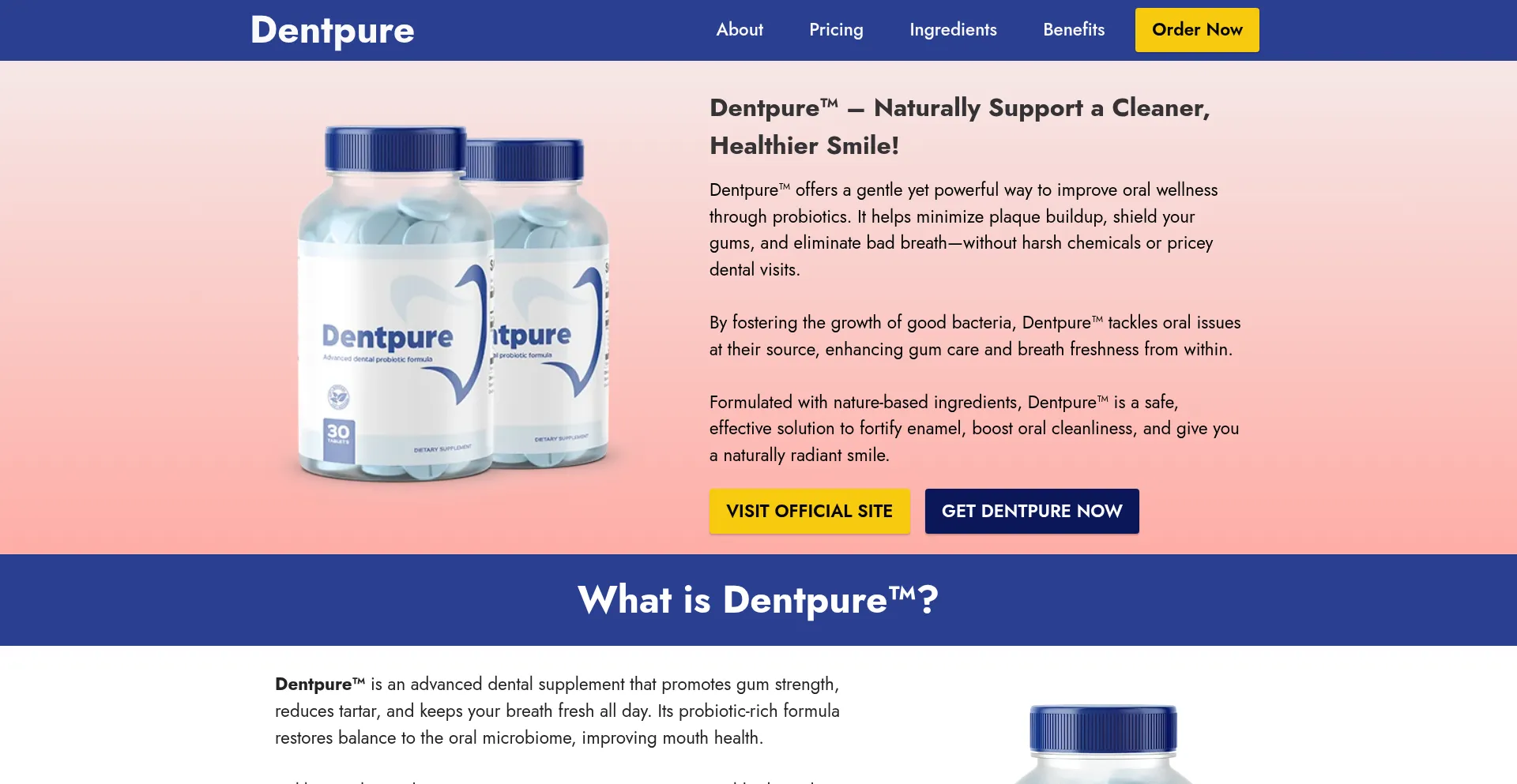 Website screenshot of Getdentpure.us