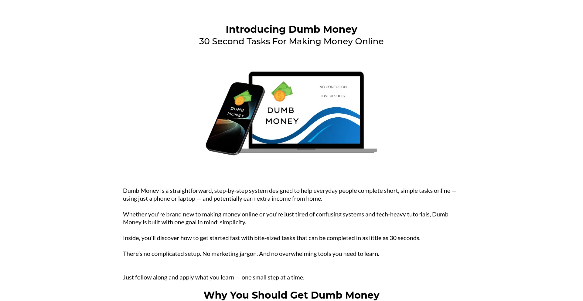 Website screenshot of Getdumbmoney.com