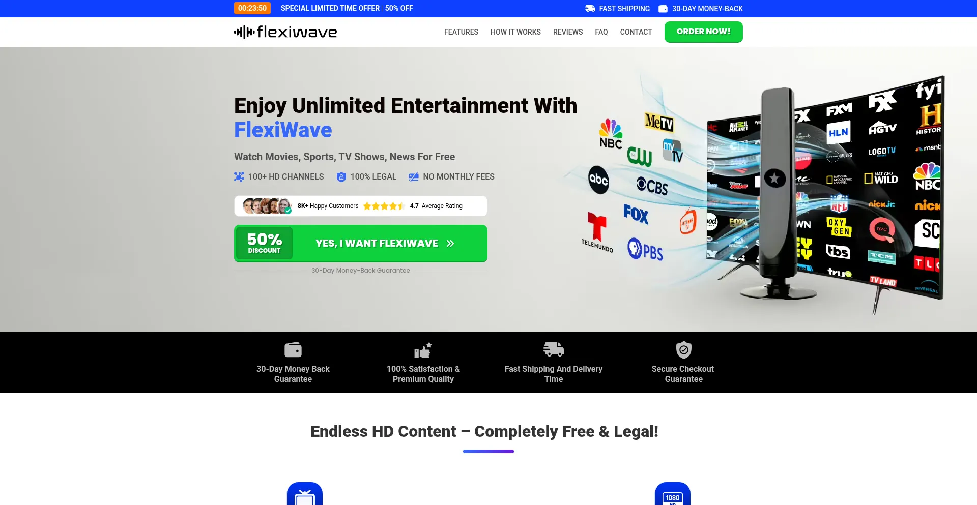 Website screenshot of Getflexiwave.com