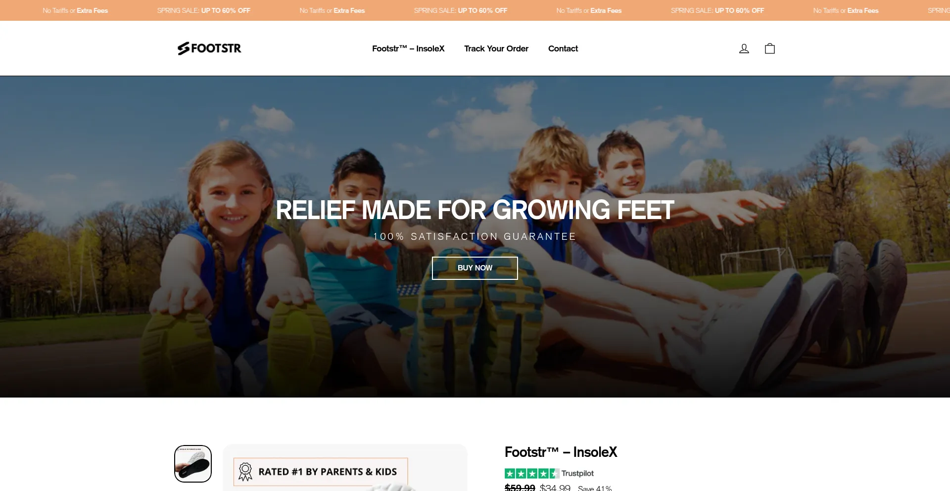 Website screenshot of Getfootstr.com