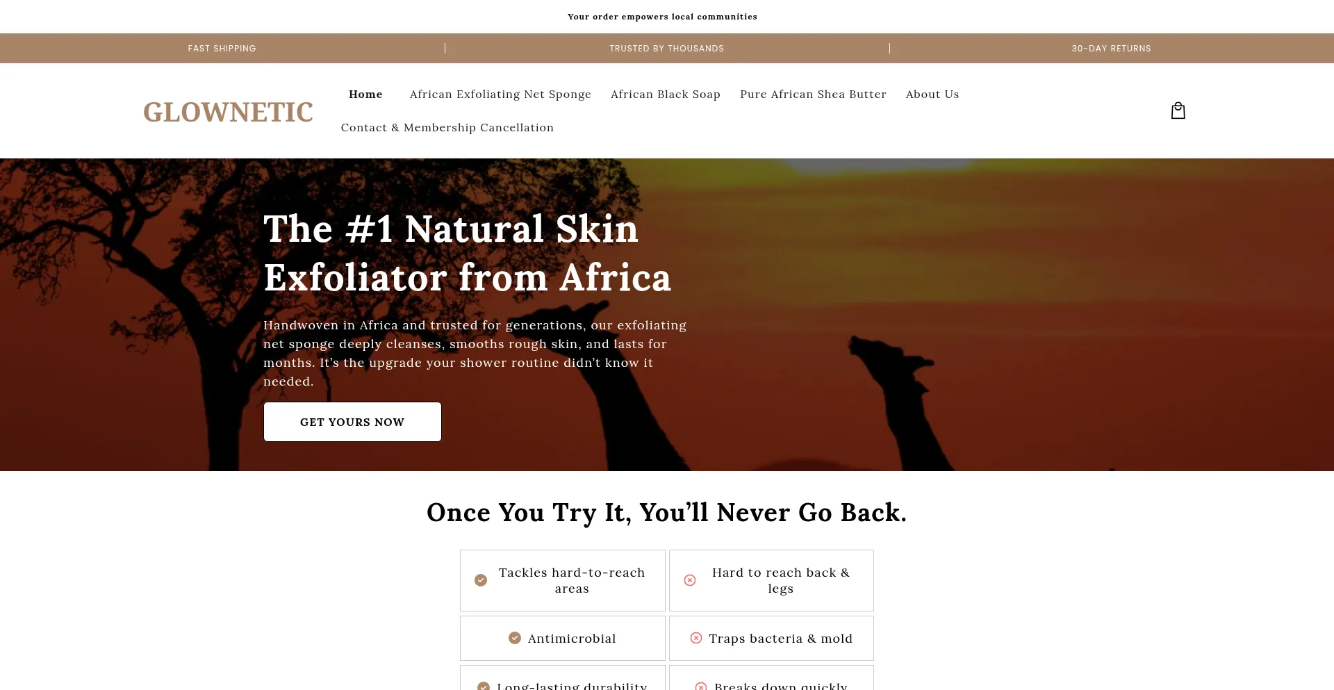Website screenshot of Getglownetic.com