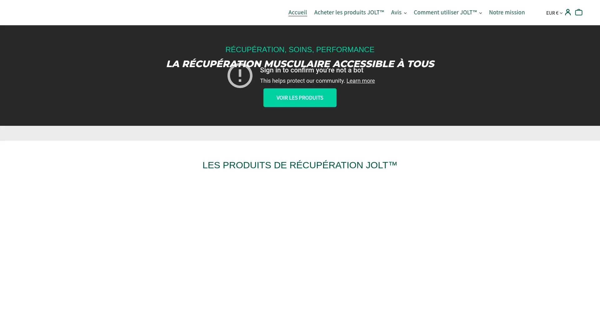 Website screenshot of Getjolt.fr