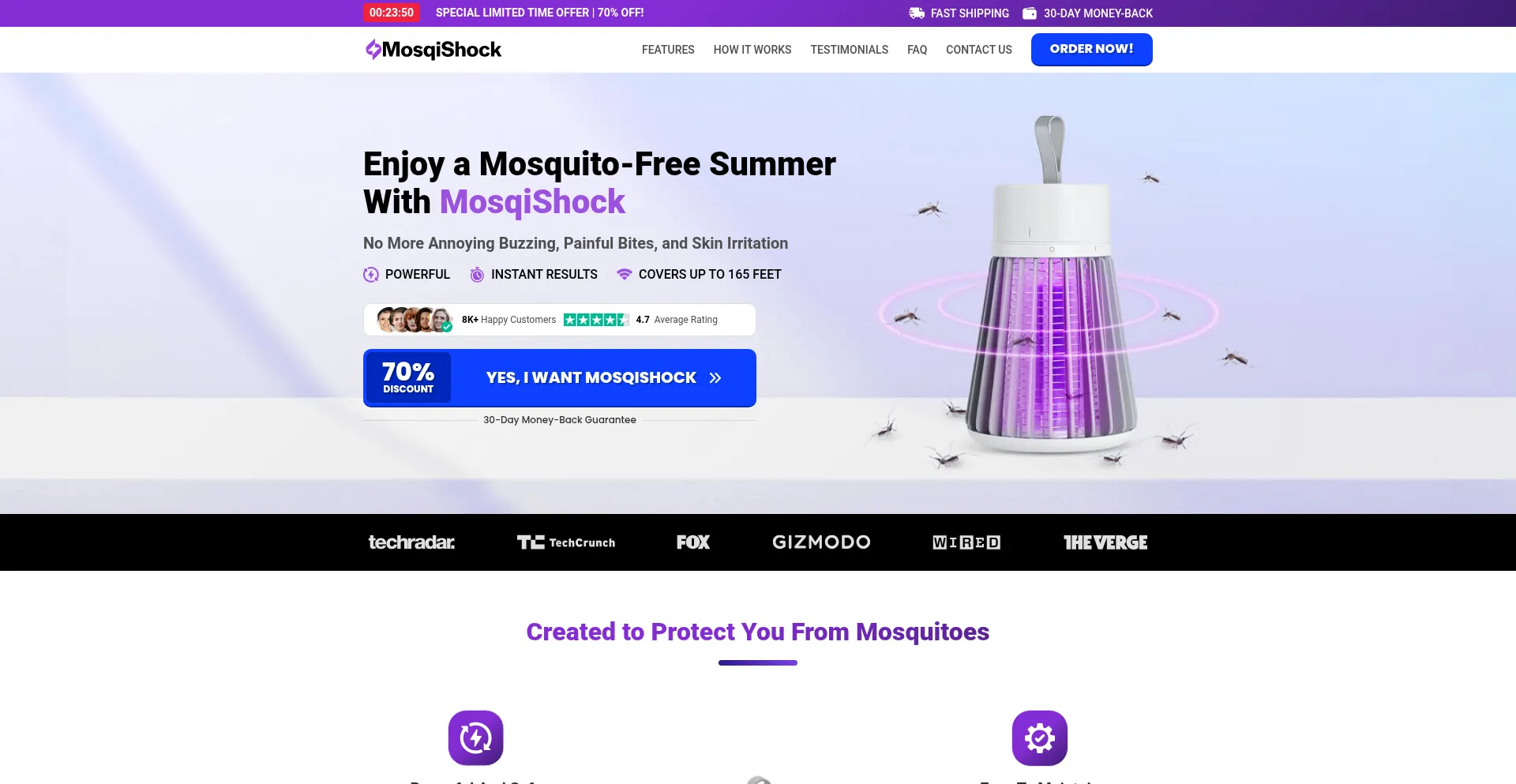 Website screenshot of Getmosqishock.com