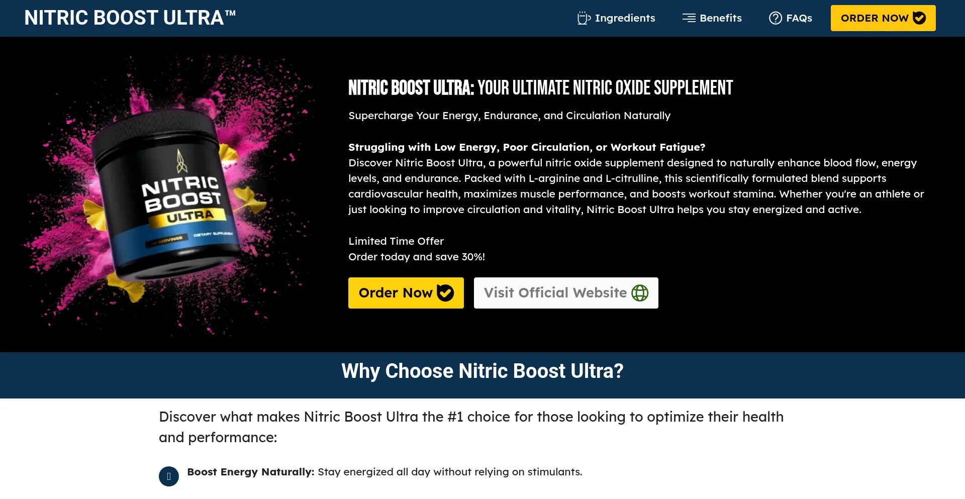 Website screenshot of Getnitriicboost.com