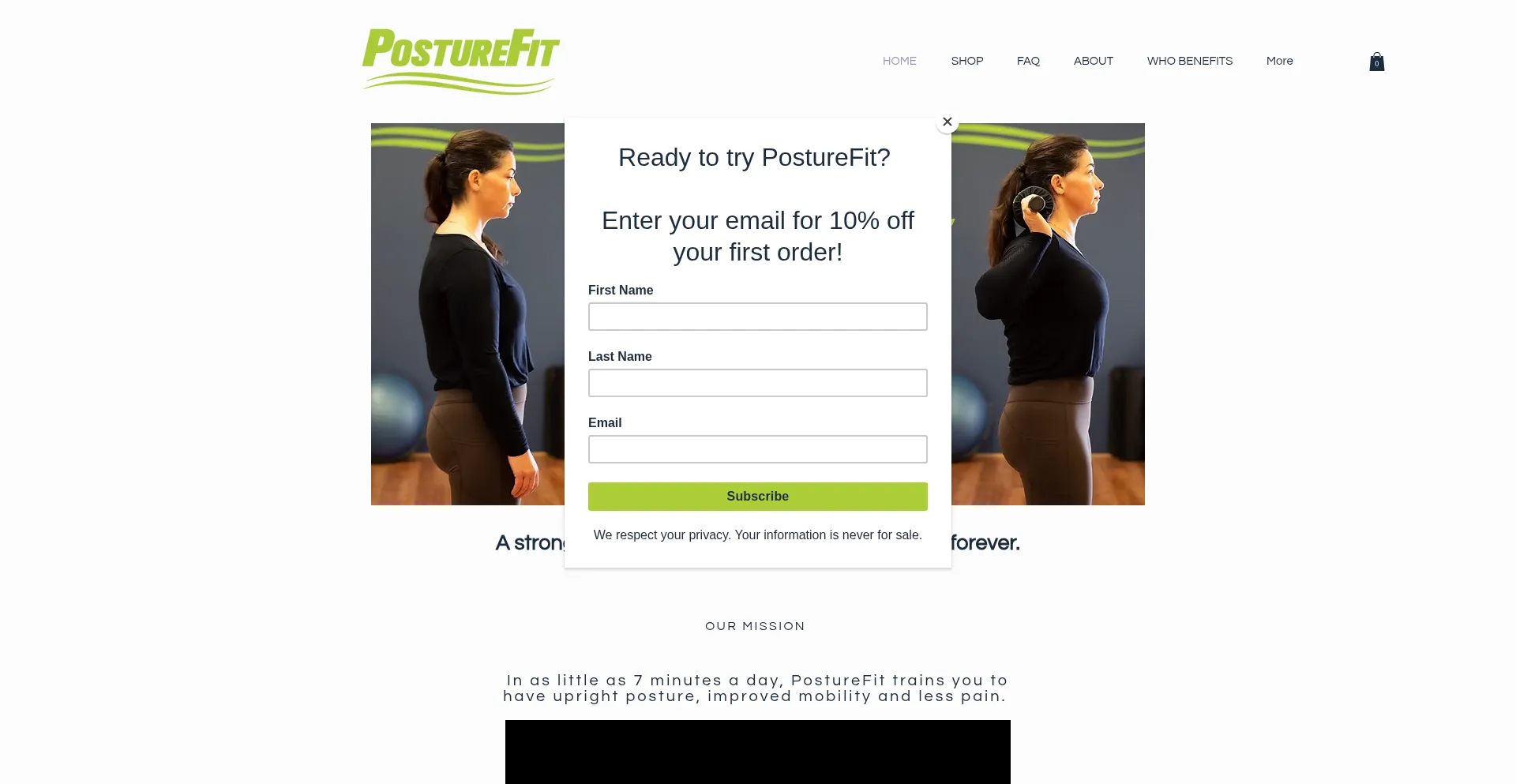 Website screenshot of Getposturefit.com