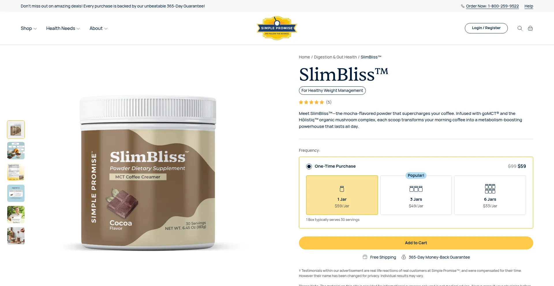 Website screenshot of Getslimbliss.com