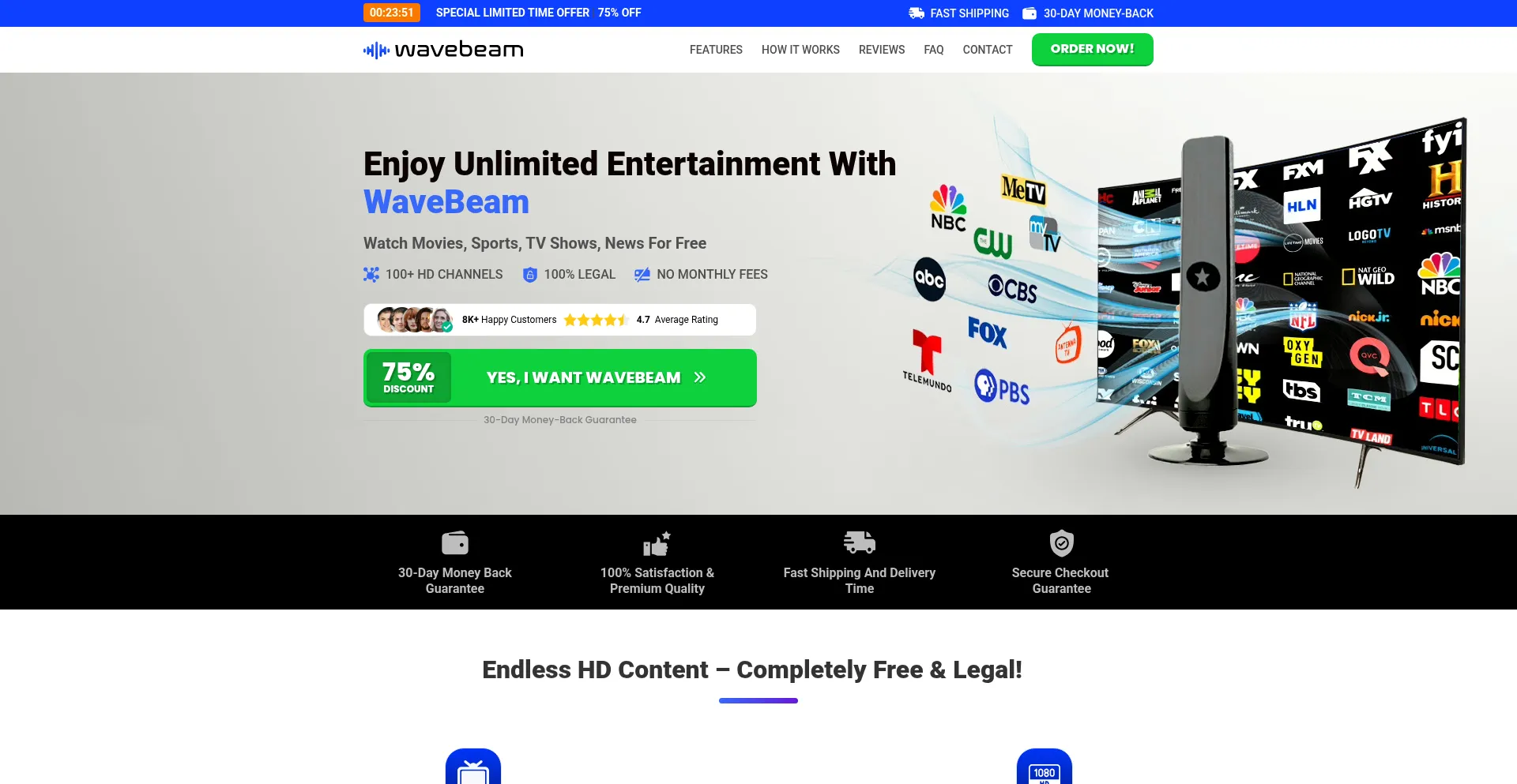 Website screenshot of Getwavebeam.com