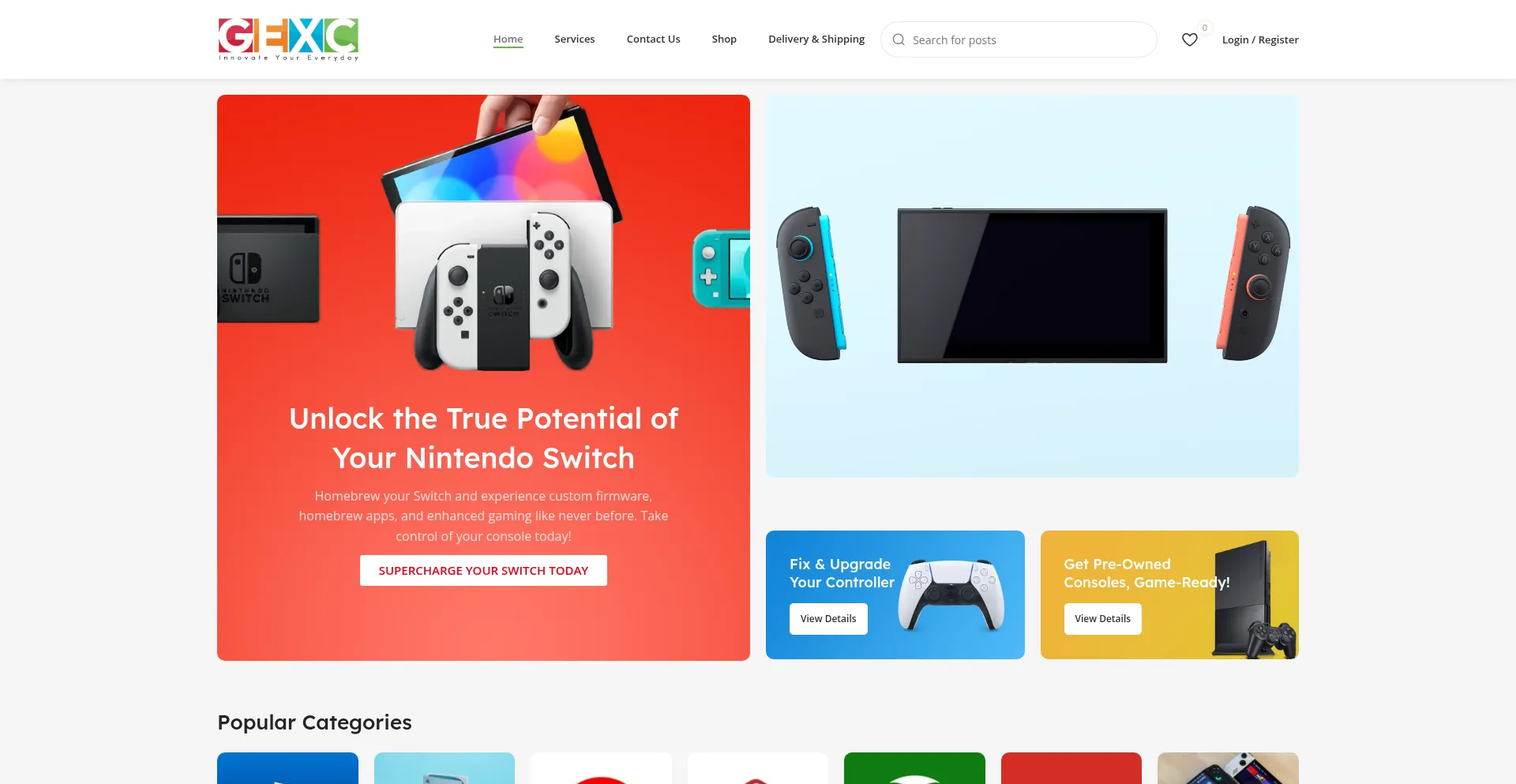 Website screenshot of Gex.co.in