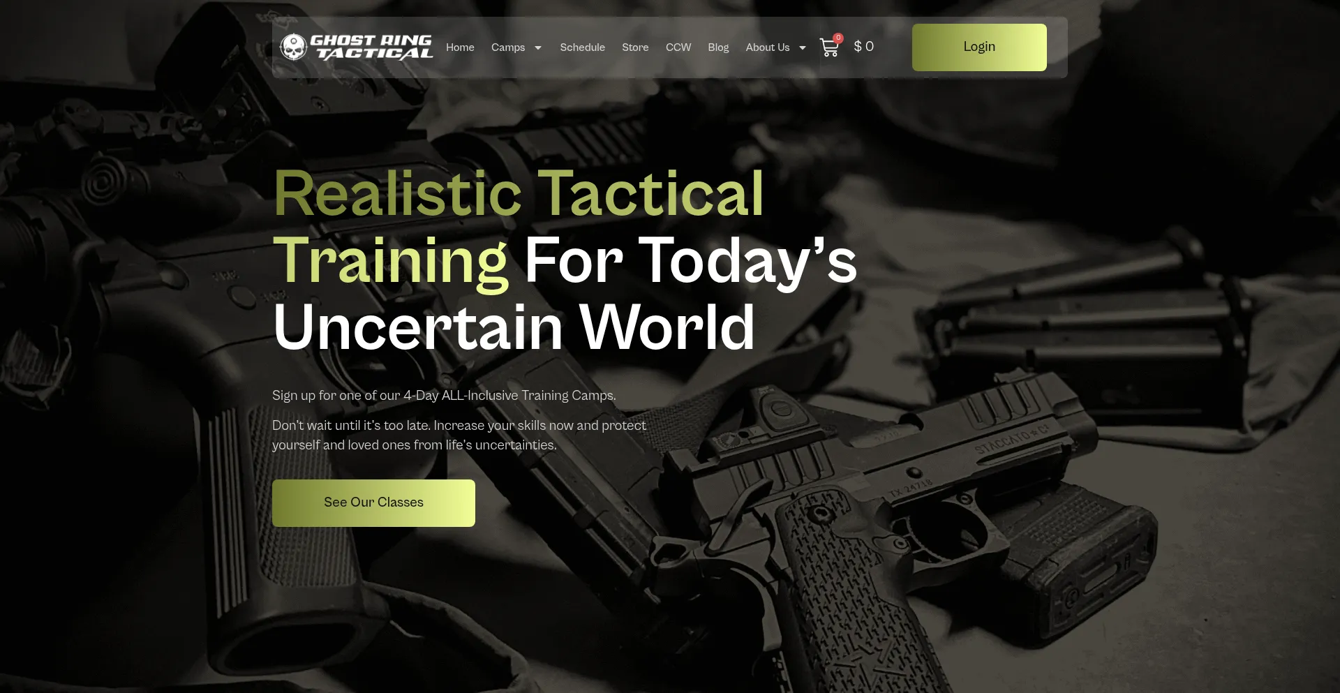 Website screenshot of Ghostringtactical.com
