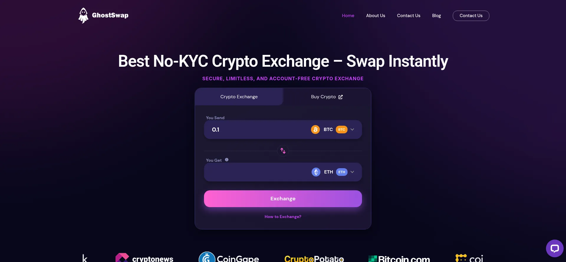 Website screenshot of Ghostswap.io