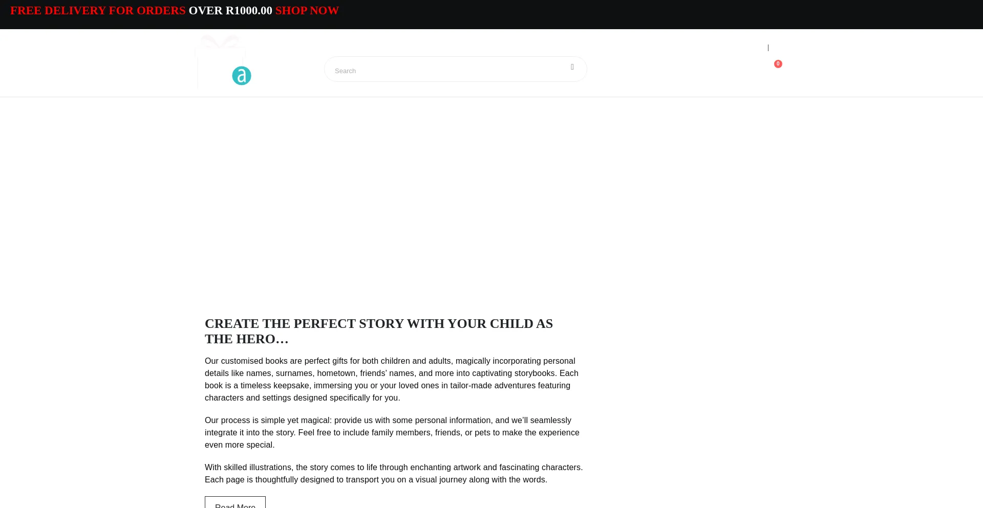 Website screenshot of Giftagift.co.za