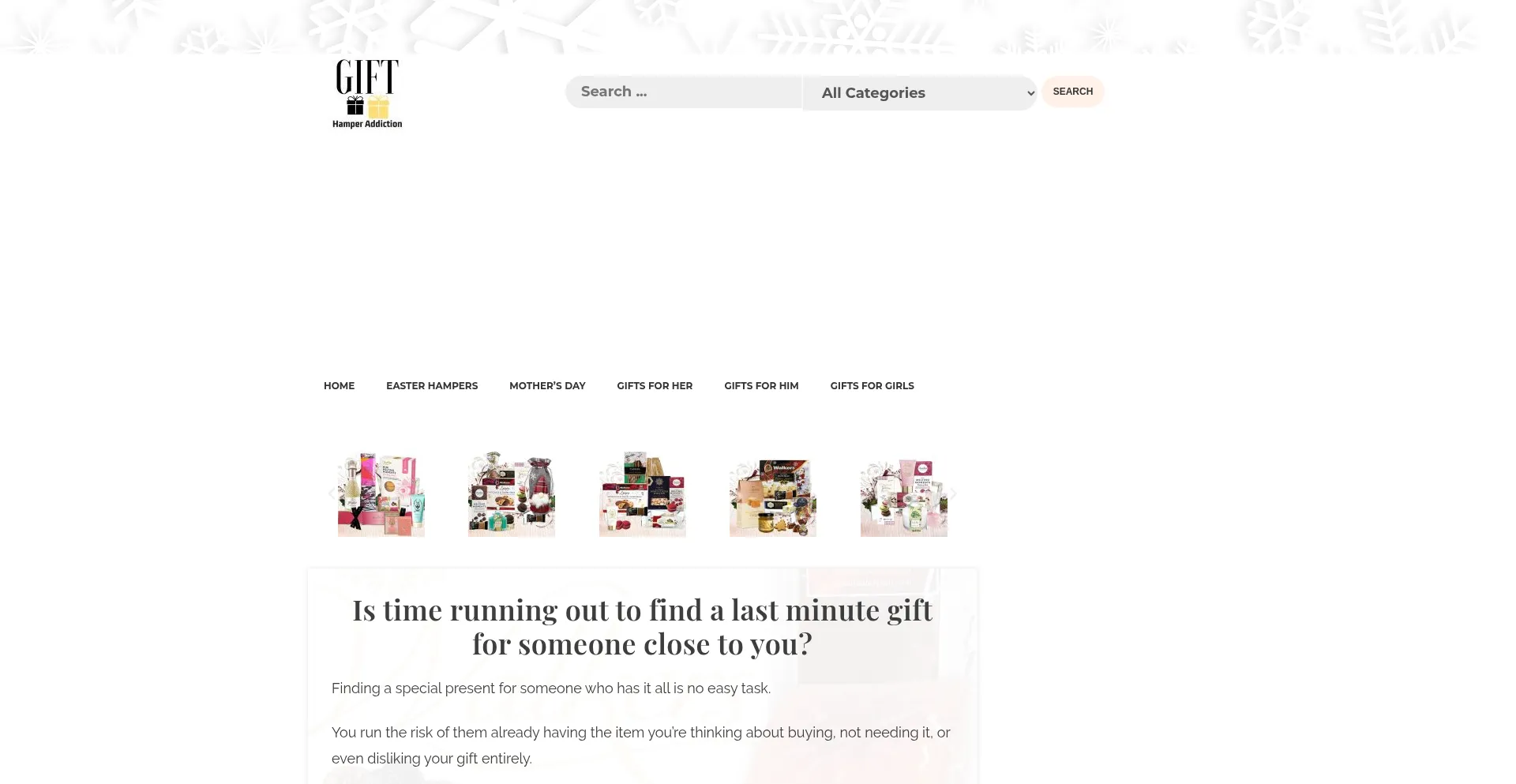 Website screenshot of Gifthamperaddiction.com