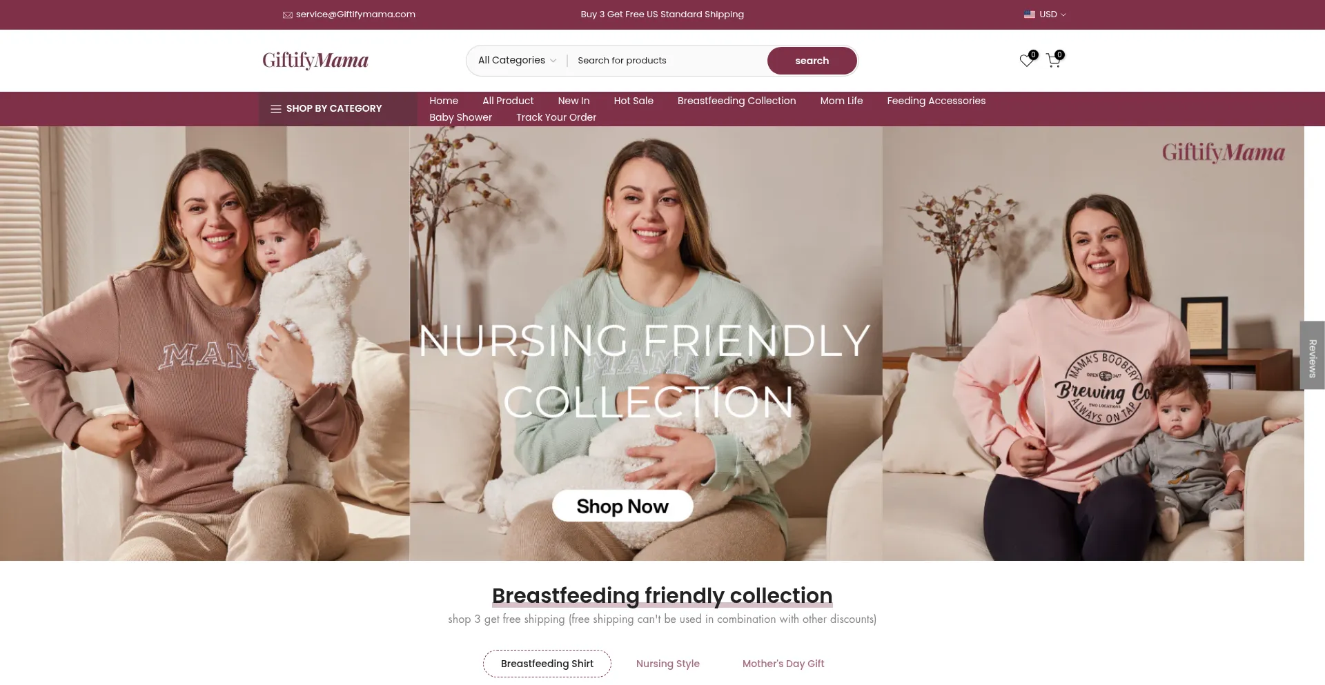 Website screenshot of Giftifymama.com