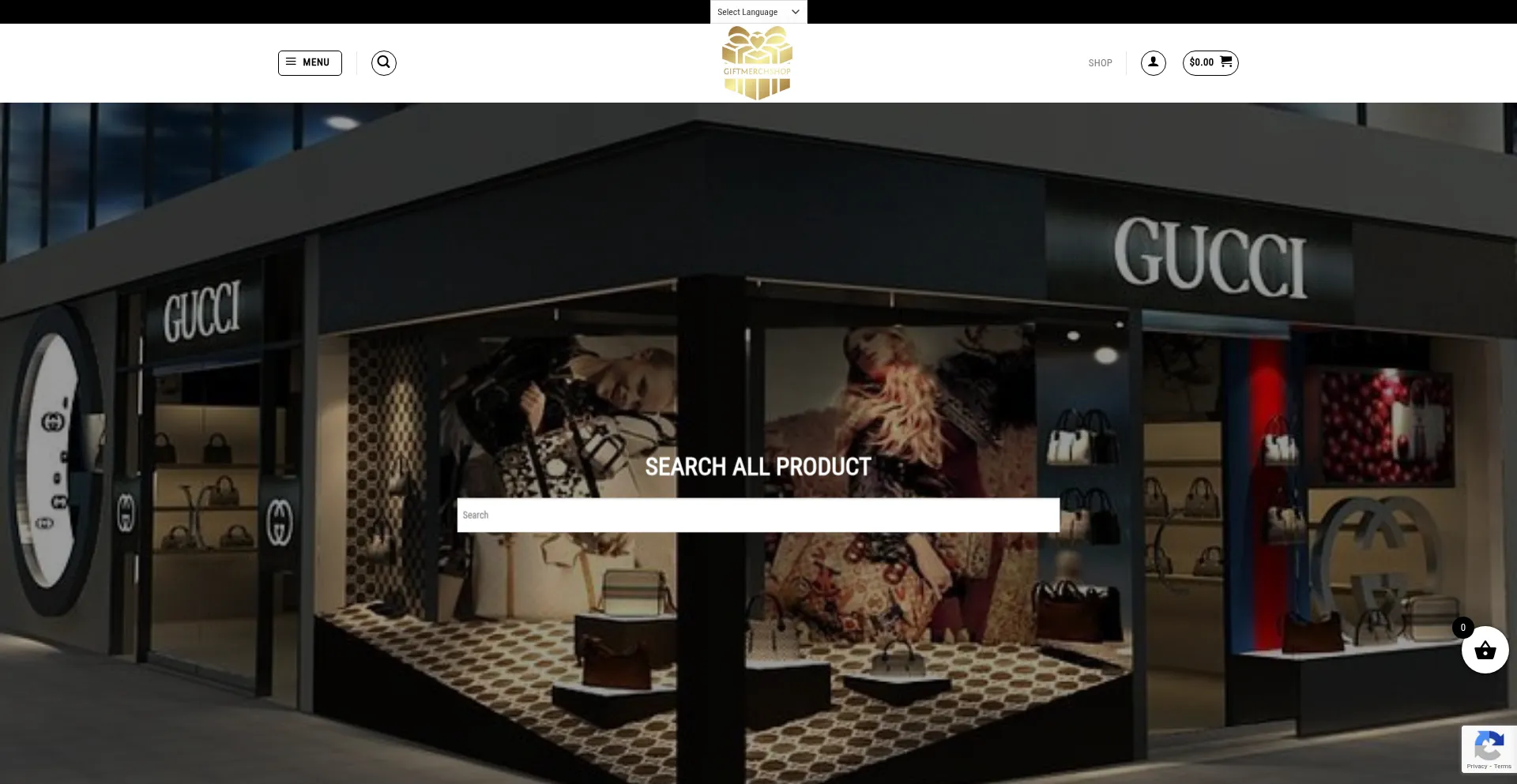 Website screenshot of Giftmerchshop.com