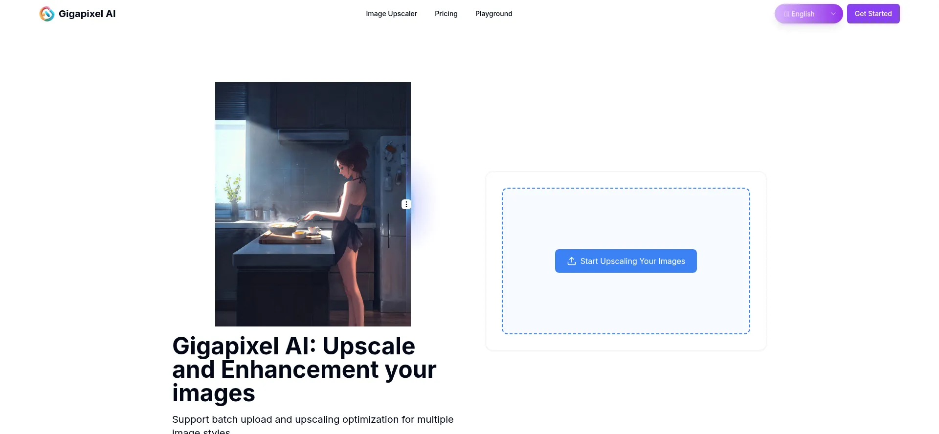 Website screenshot of Gigapixelai.com