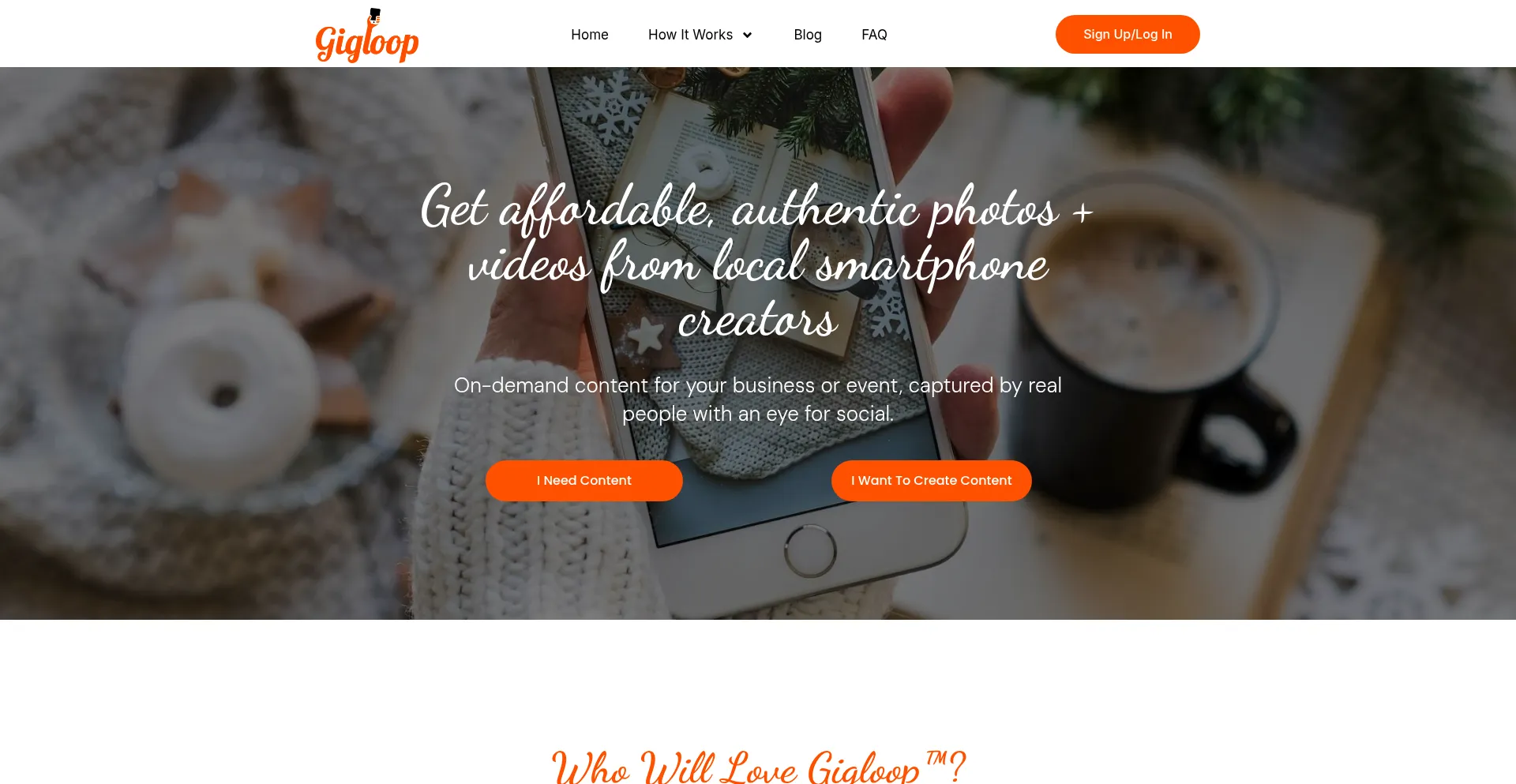 Website screenshot of Gigloop.co