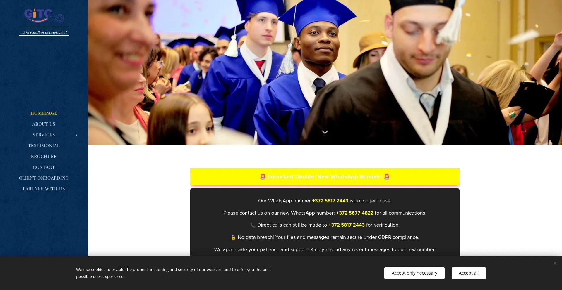 Website screenshot of Gitcco.com