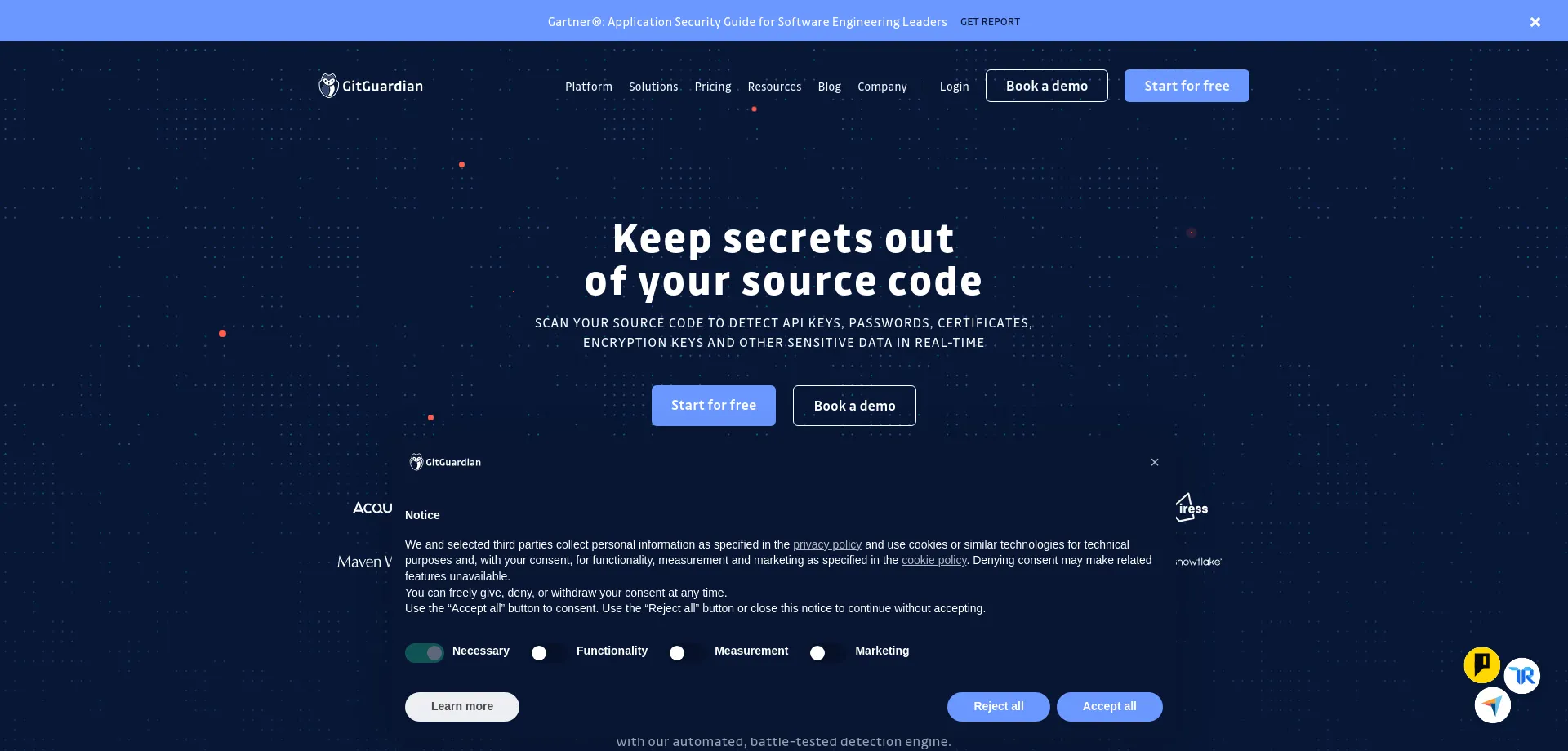 Website screenshot of Gitguardian.com