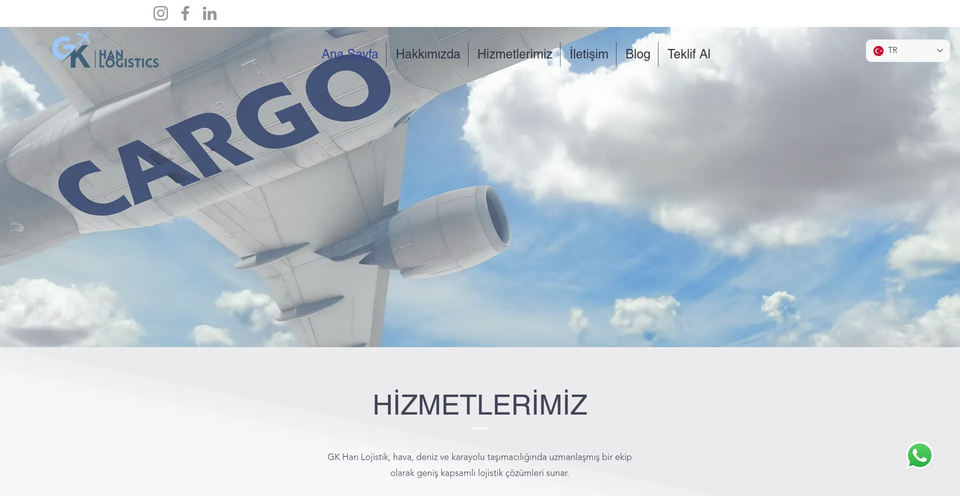 Website screenshot of Gkhanlogistics.com