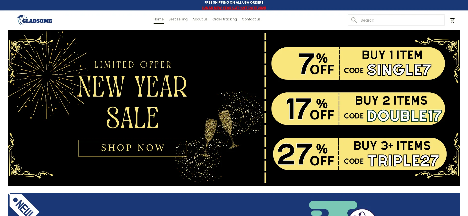 Website screenshot of Gladsome.store