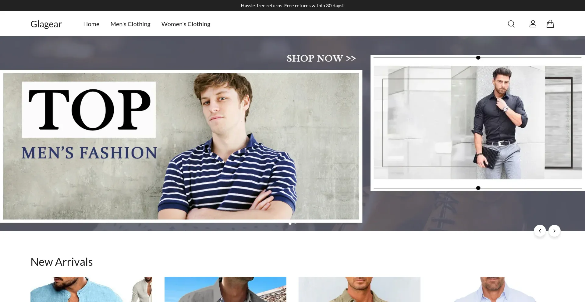 Website screenshot of Glagear.com